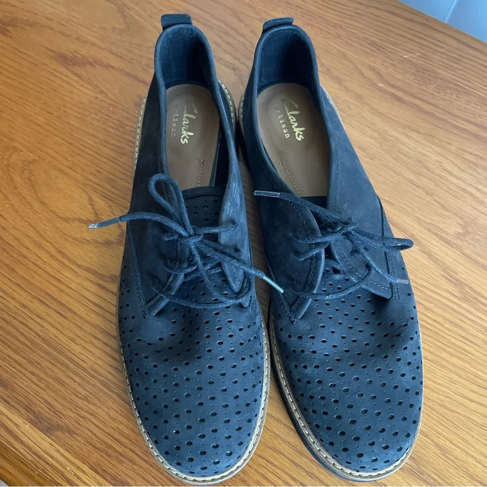 Clarks Artisan Women’s Glick Resseta Oxford Black Nubuck Size 9 - Picture 8 of 13